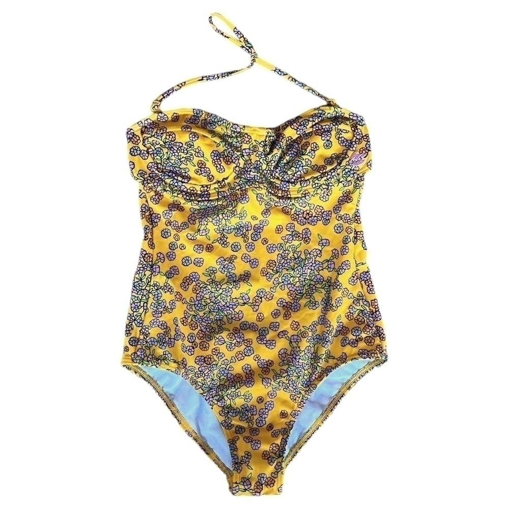 Billabong Sunshine Yellow Floral One piece Swimsuit Size Small